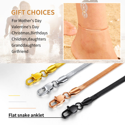 Flat Herringbone Link Anklet  for Women