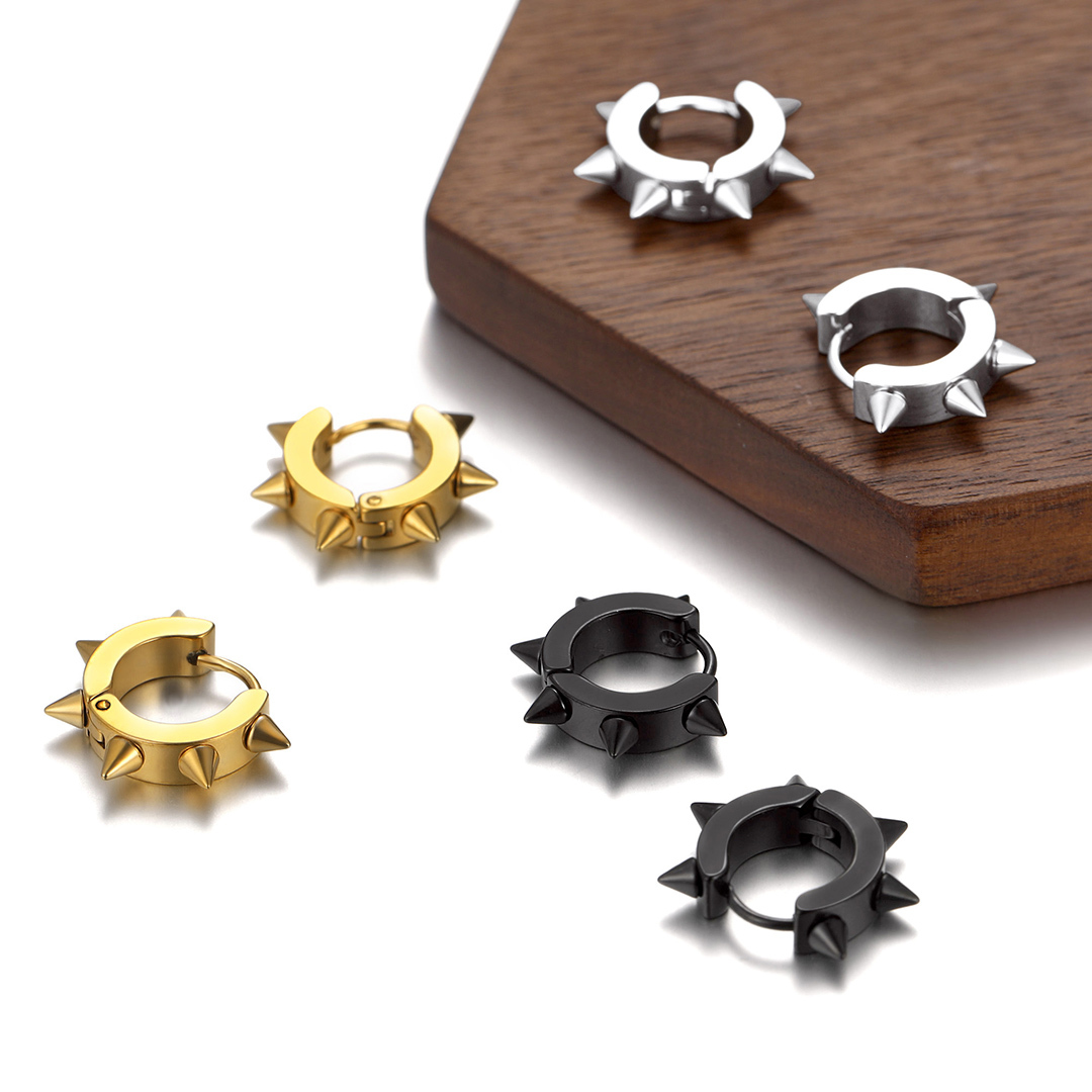 Punk Spike Huggie Hoop Earrings
