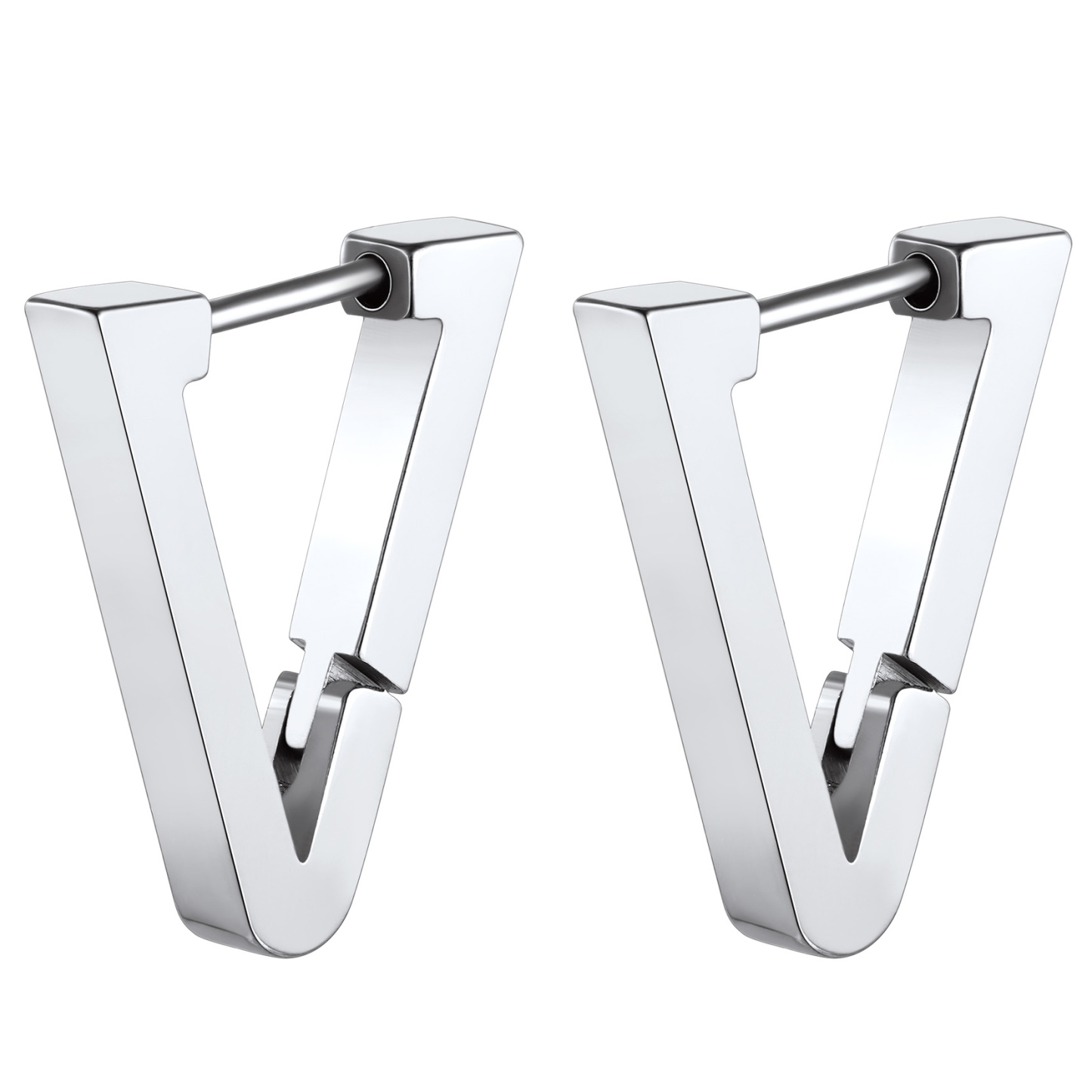 Stainless Steel Triangle Punk Huggie Hoop Earrings for Men Women