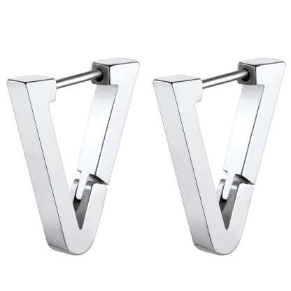 Stainless Steel Triangle Punk Huggie Hoop Earrings for Men Women
