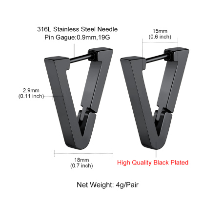 Stainless Steel Triangle Punk Huggie Hoop Earrings for Men Women