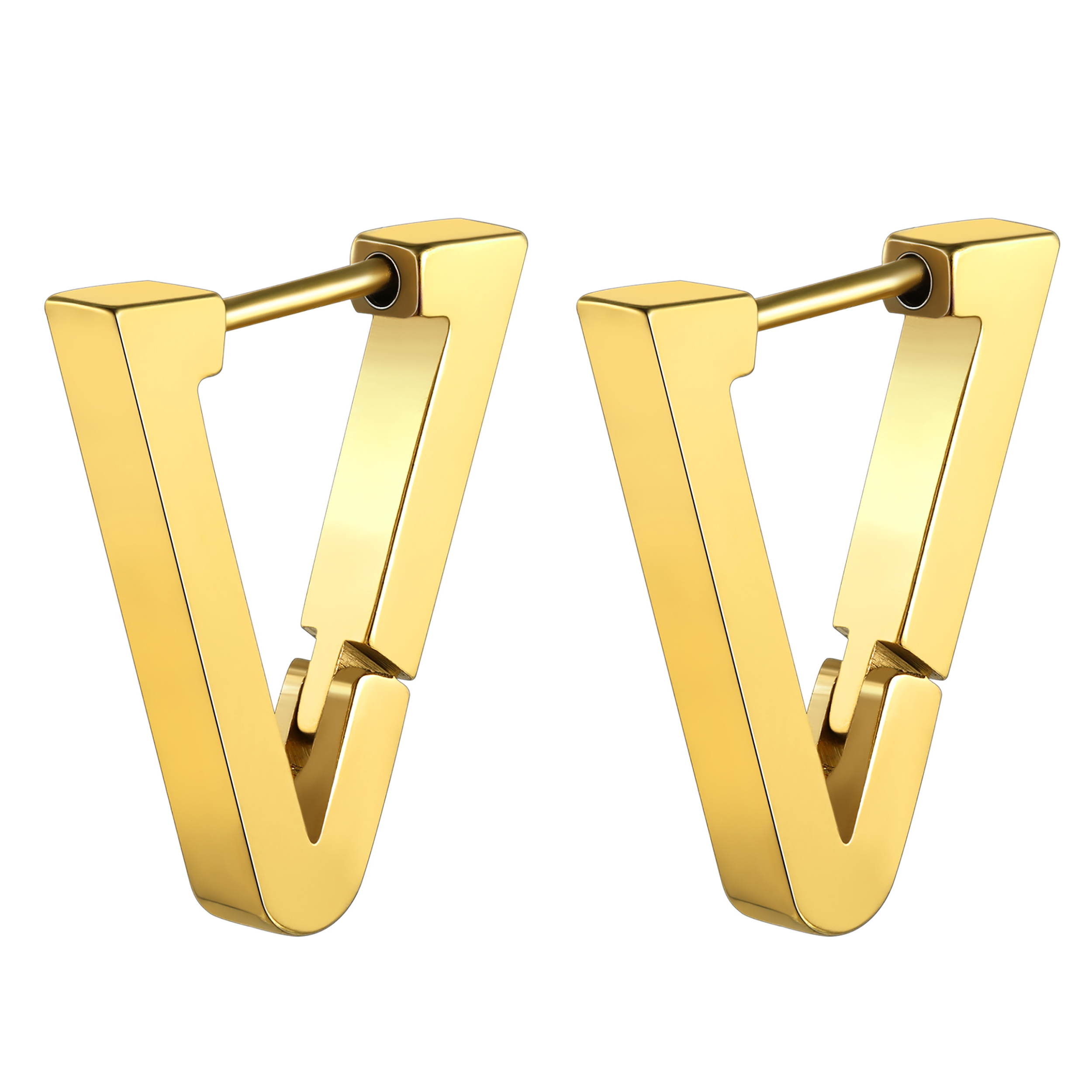  Stainless Steel Triangle Punk Huggie Hoop Earrings for Men Women