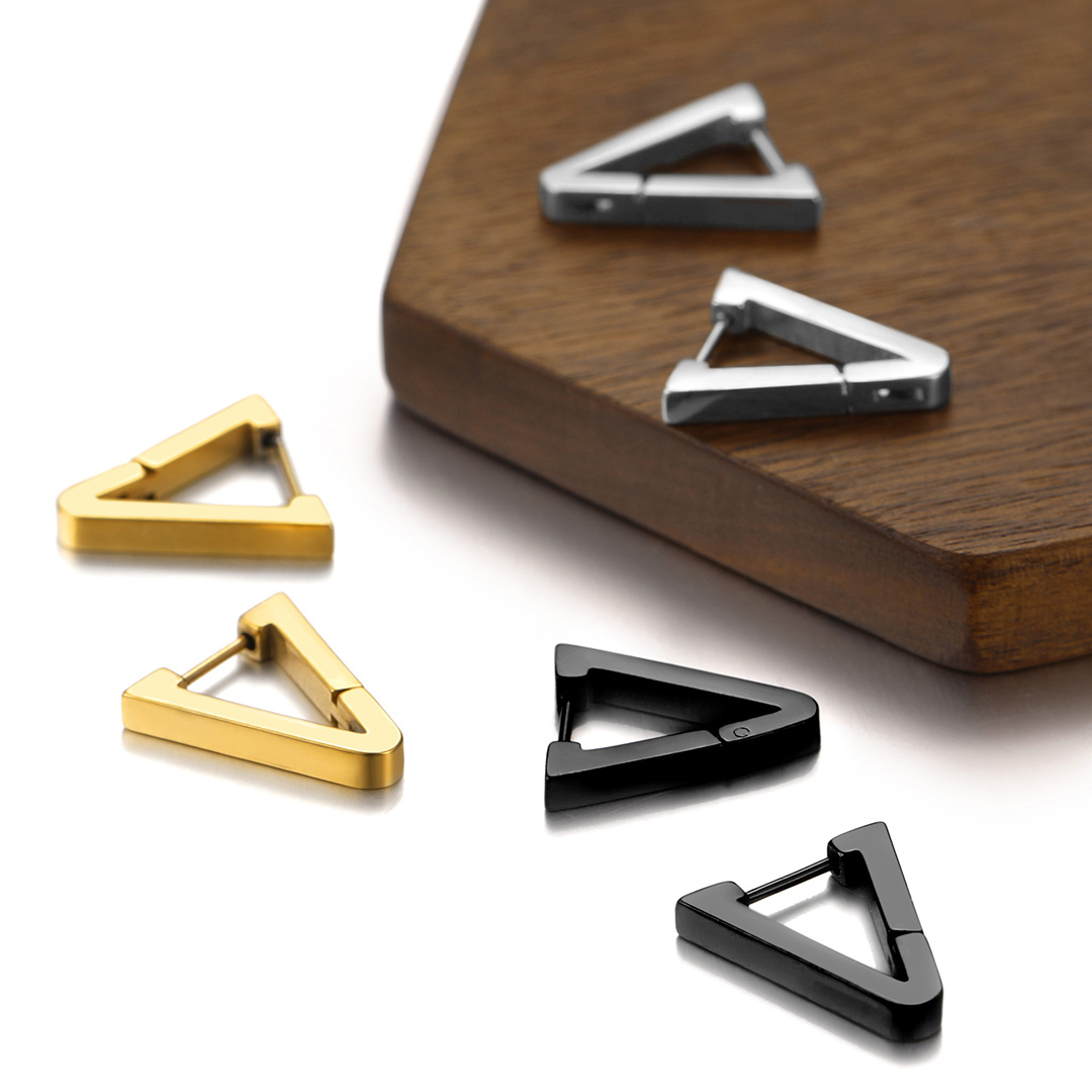 Stainless Steel Triangle Punk Huggie Hoop Earrings for Men Women