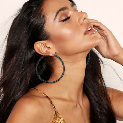 40mm Black Hoop Earrings Hypoallergenic