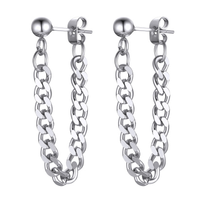 Punk Drop Earrings - 316L Stainless Steel with Cuban Chain