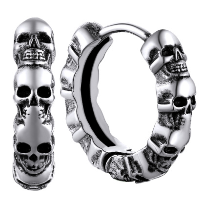Skull Hoop Earrings for Men Women