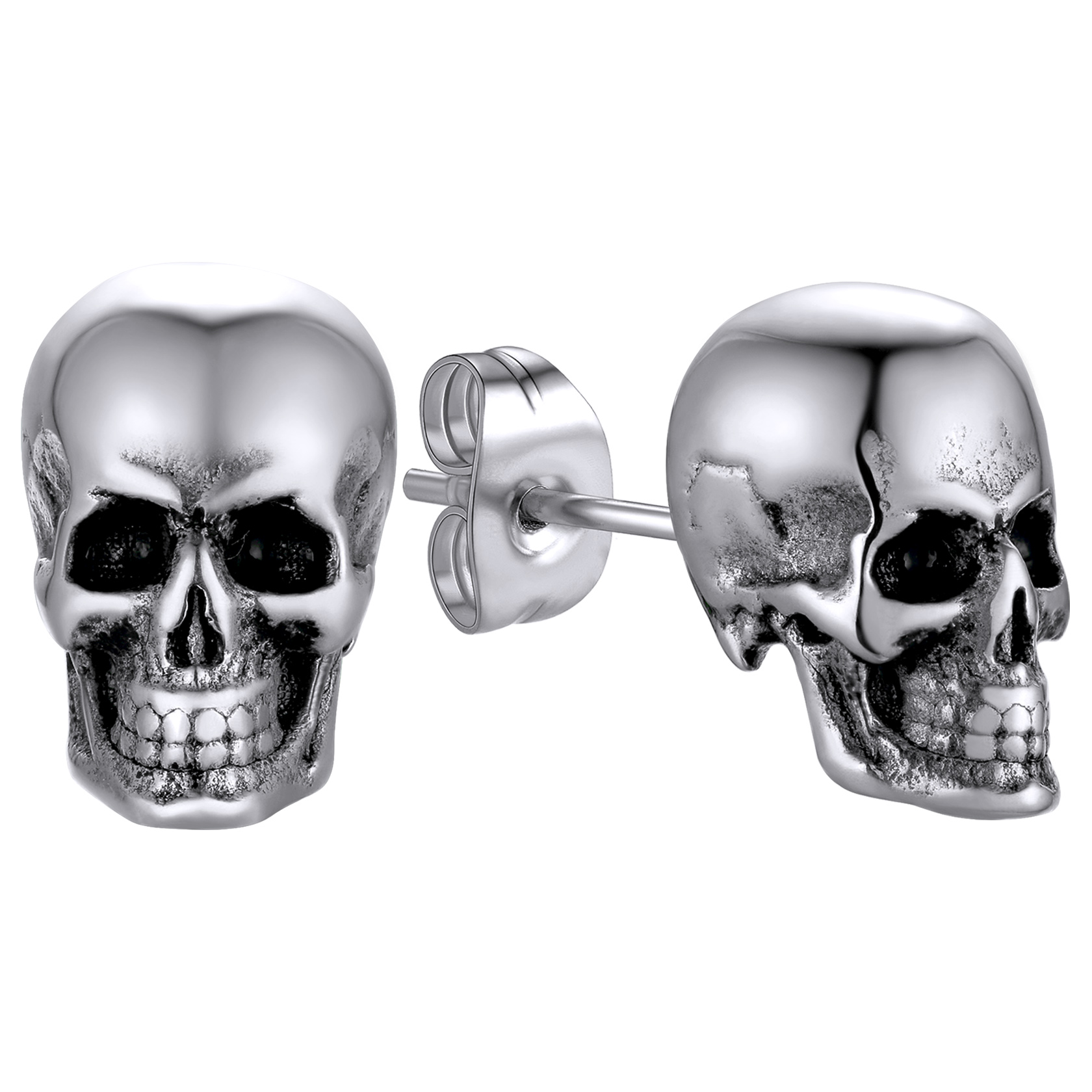 Punk Black Stud Skull Earrings