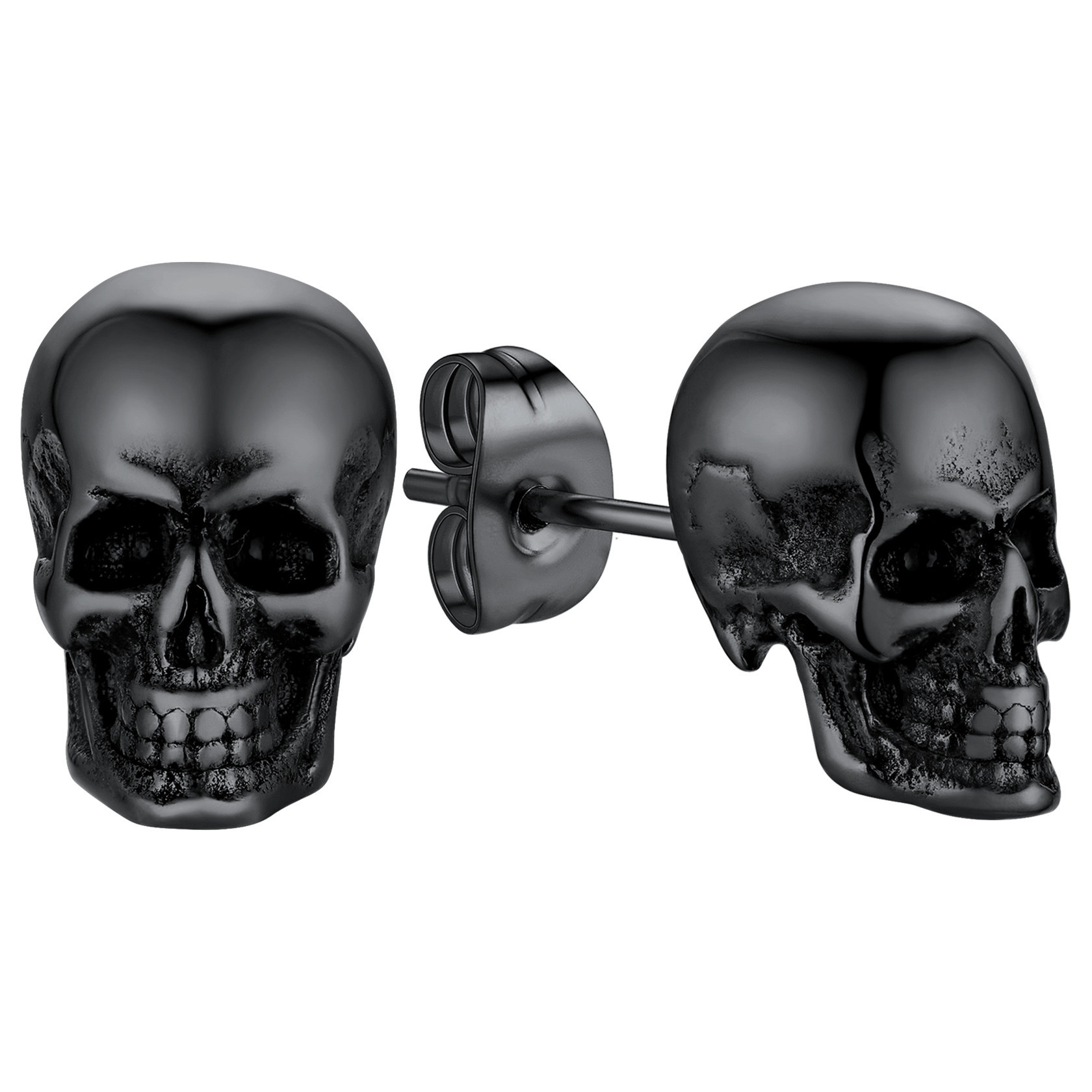 Punk Black Stud Skull Earrings