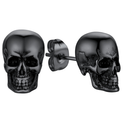 Punk Black Stud Skull Earrings