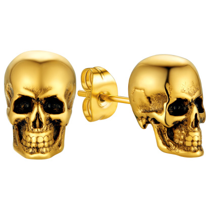 Punk Black Stud Skull Earrings