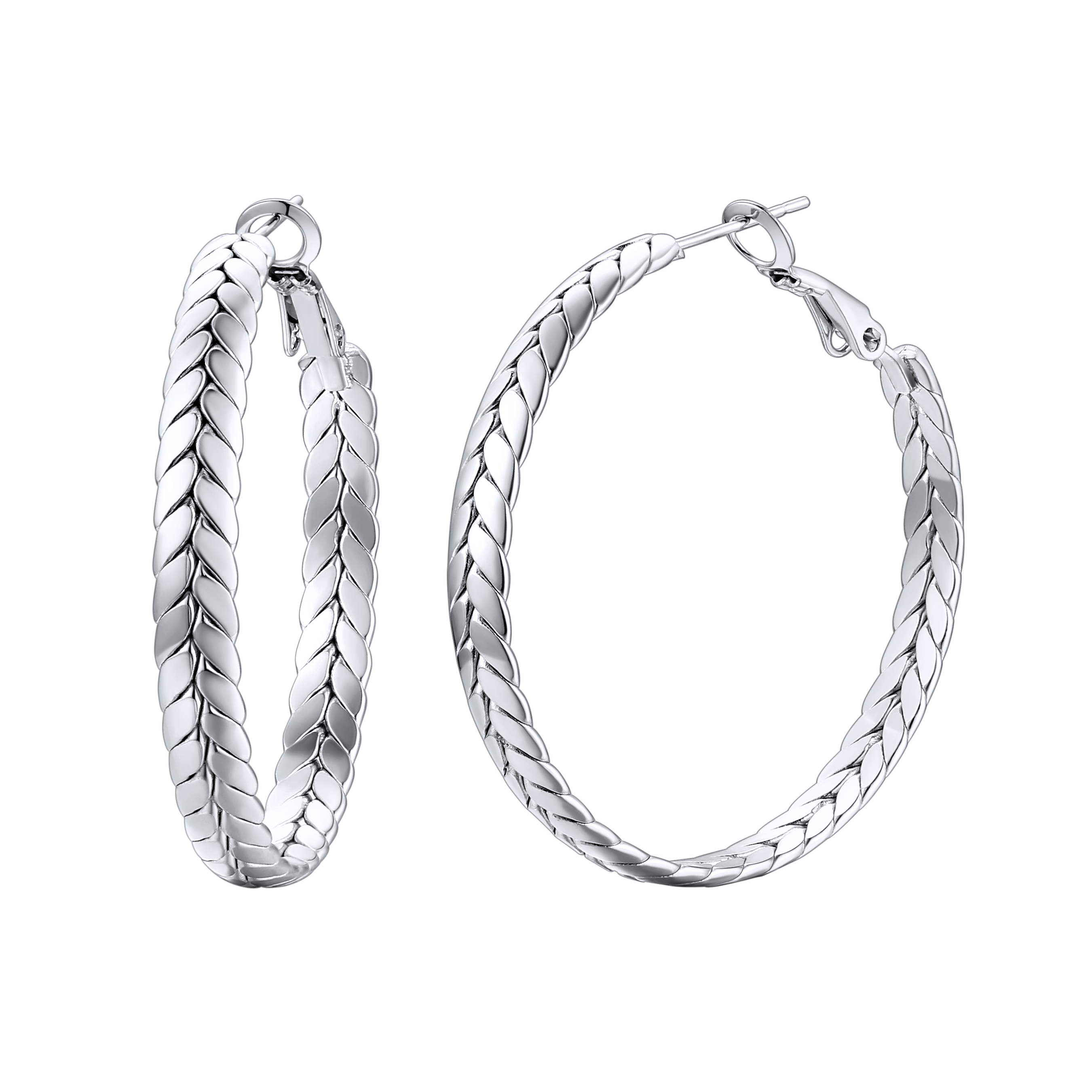 Black Wheat Hoop Earrings Stainless Steel Chunky