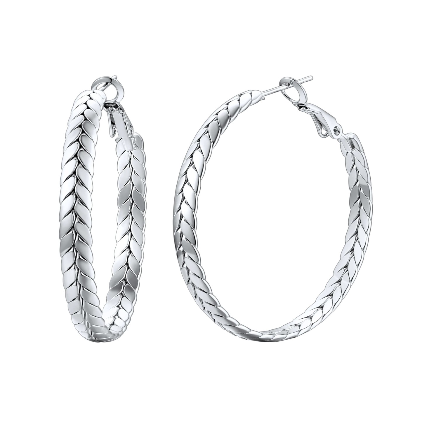 Black Wheat Hoop Earrings Stainless Steel Chunky