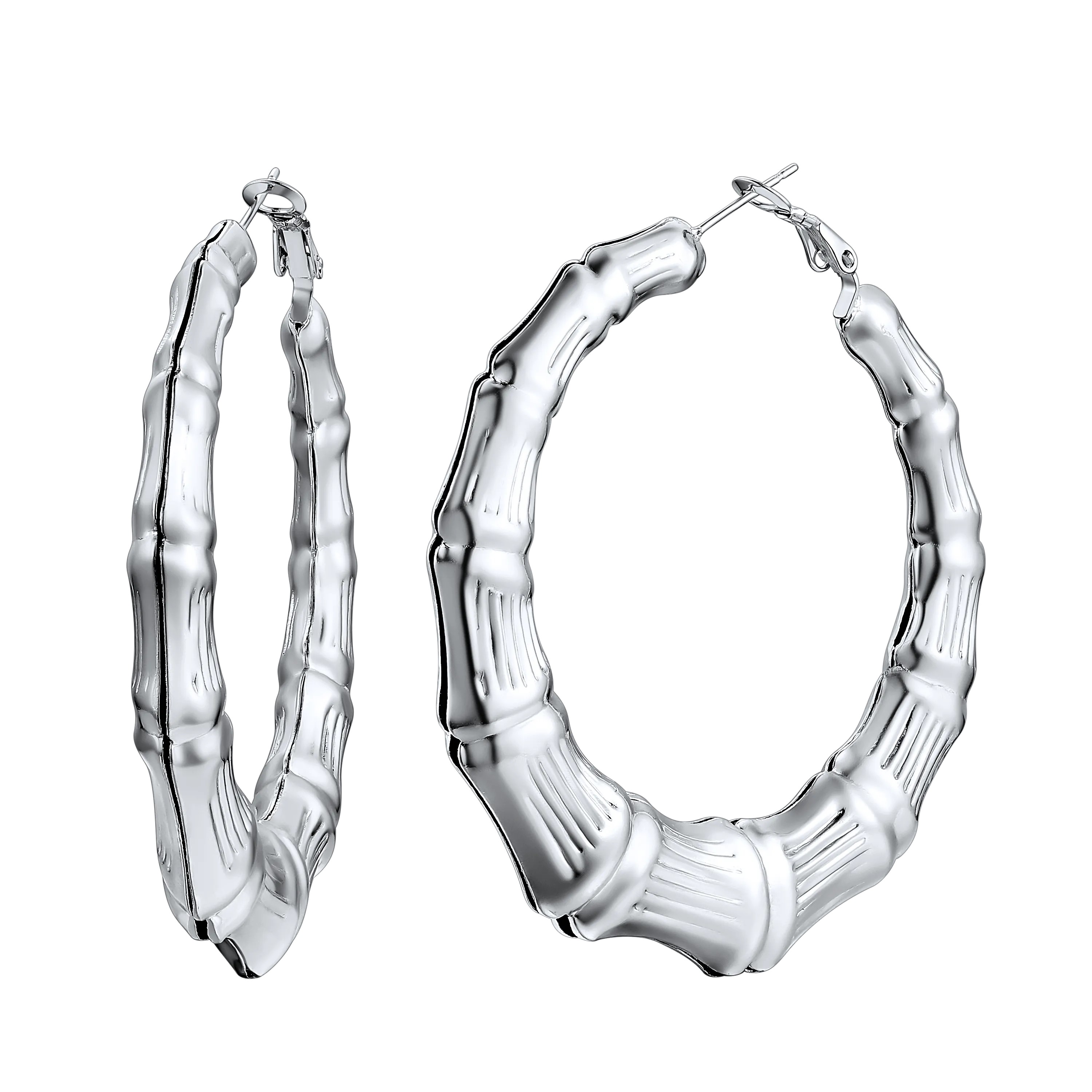 Bamboo Hoop Earrings Vintage Huggie