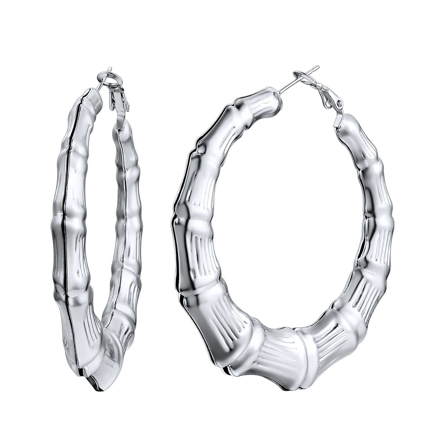 Bamboo Hoop Earrings Vintage Huggie