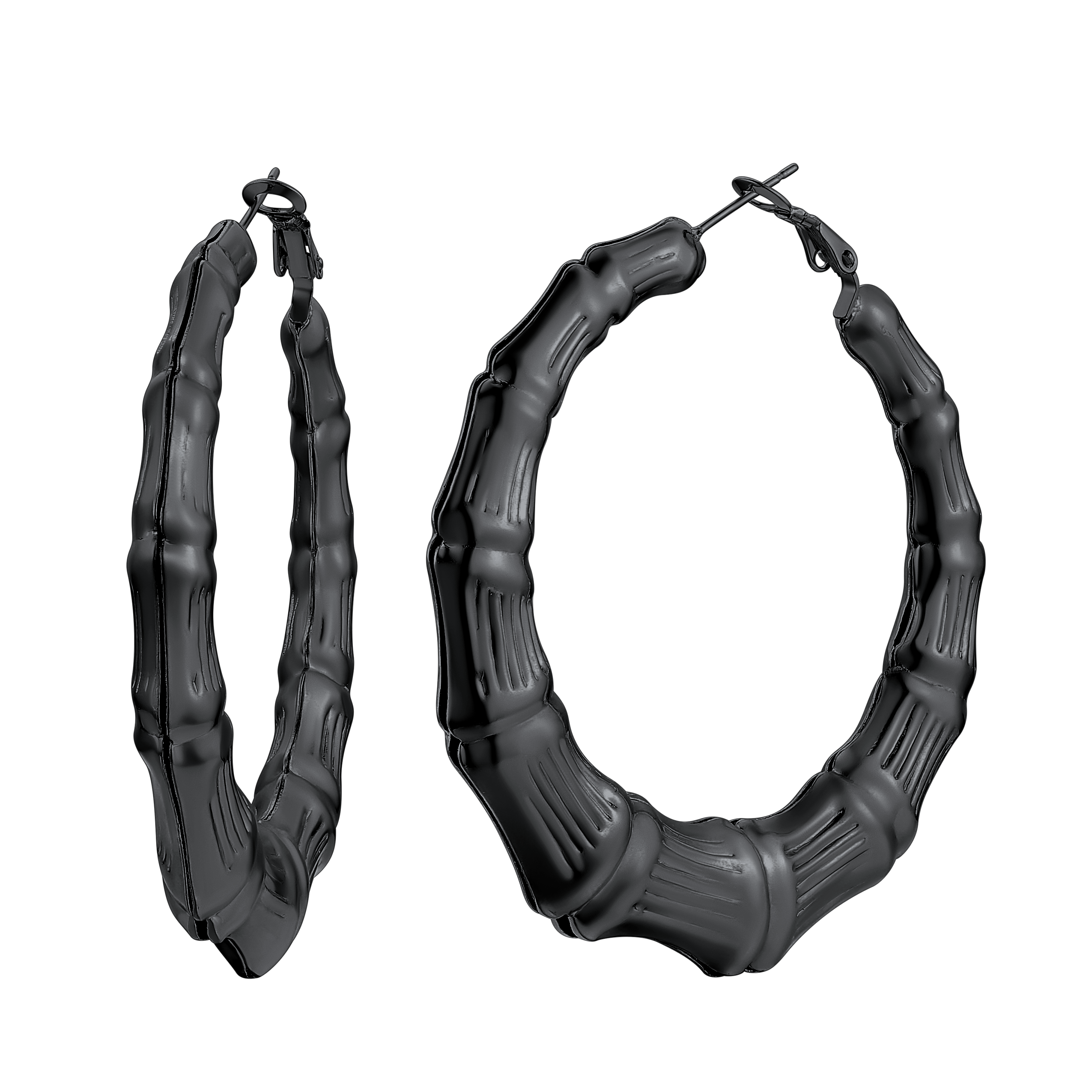 Bamboo Hoop Earrings Vintage Huggie