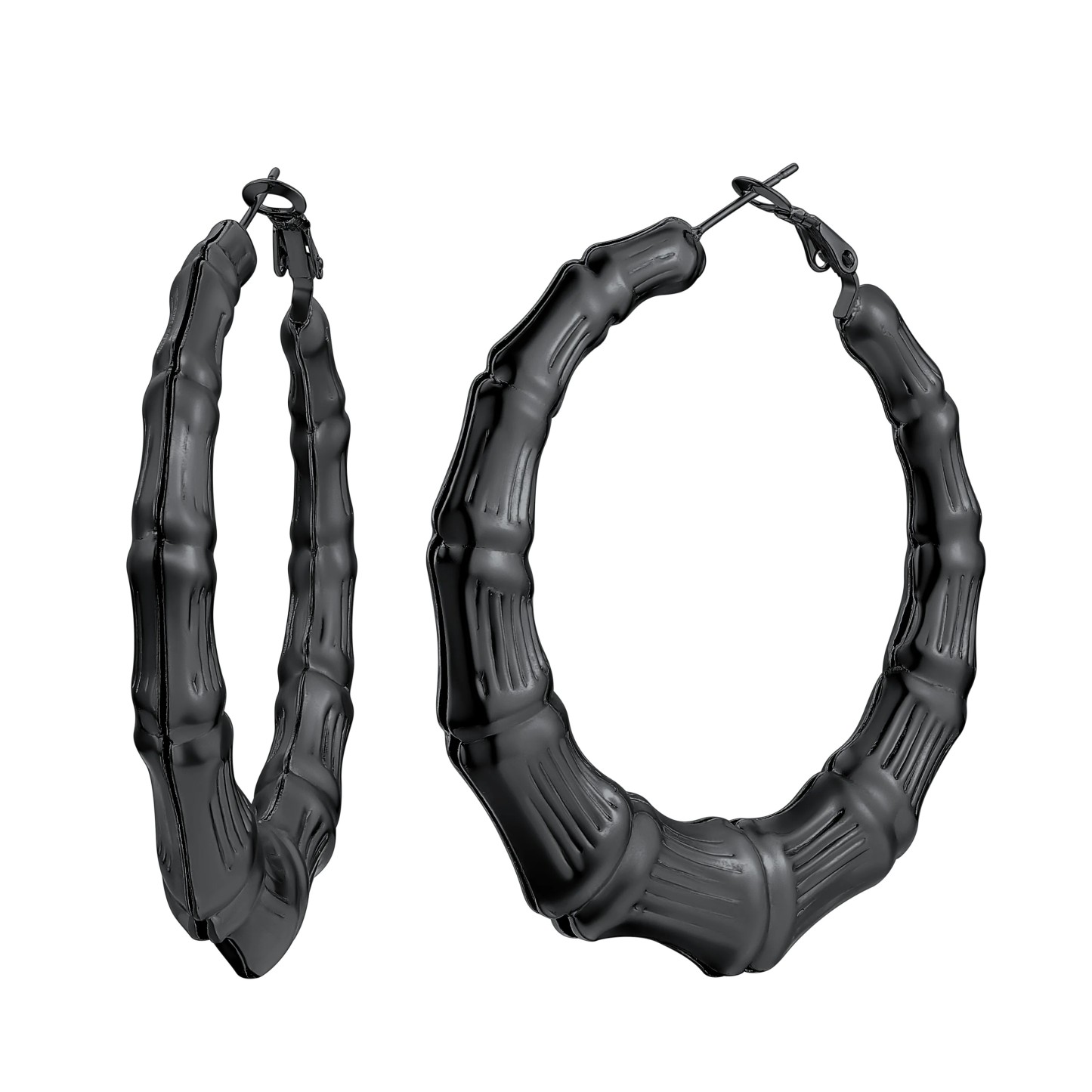 Bamboo Hoop Earrings Vintage Huggie