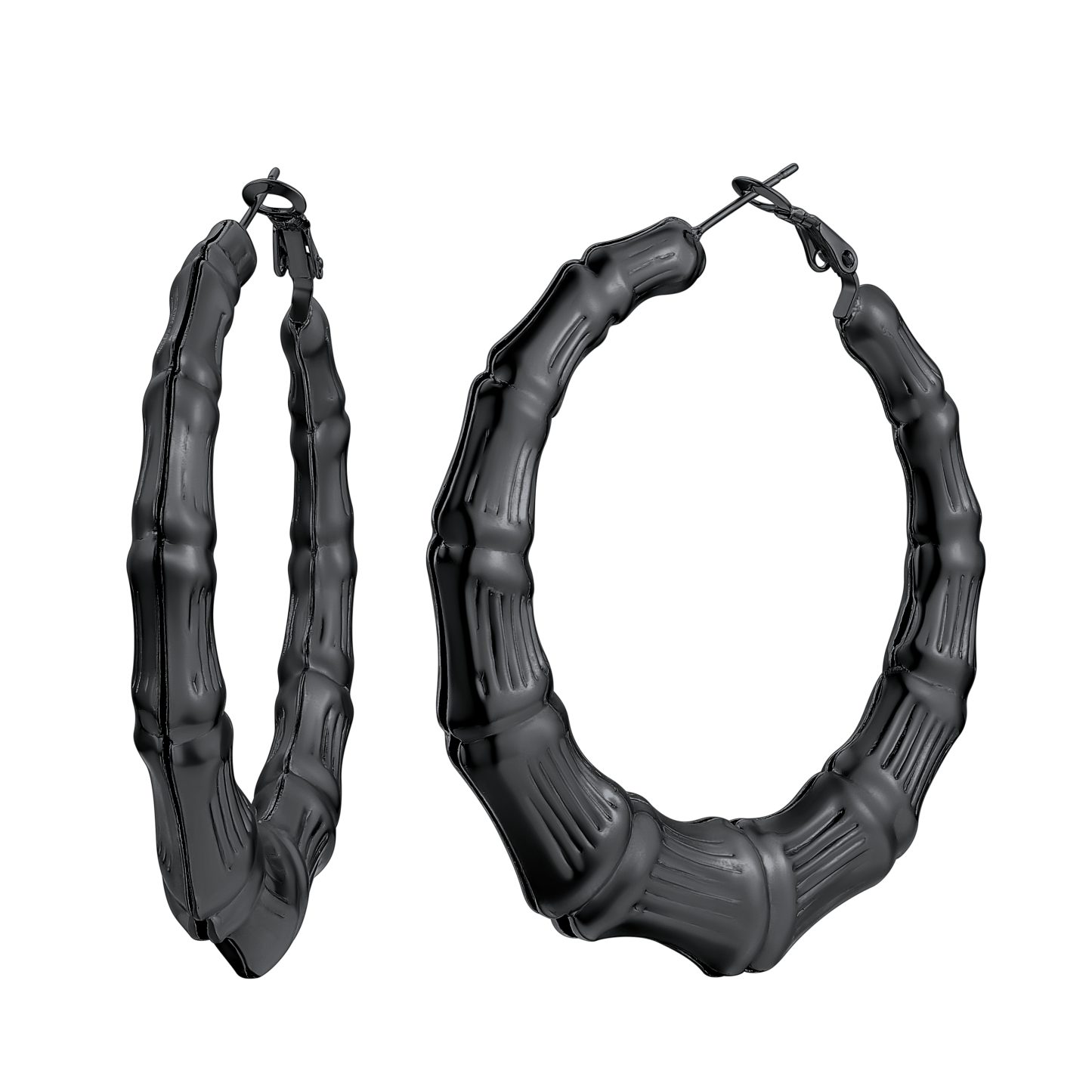 Bamboo Hoop Earrings Vintage Huggie