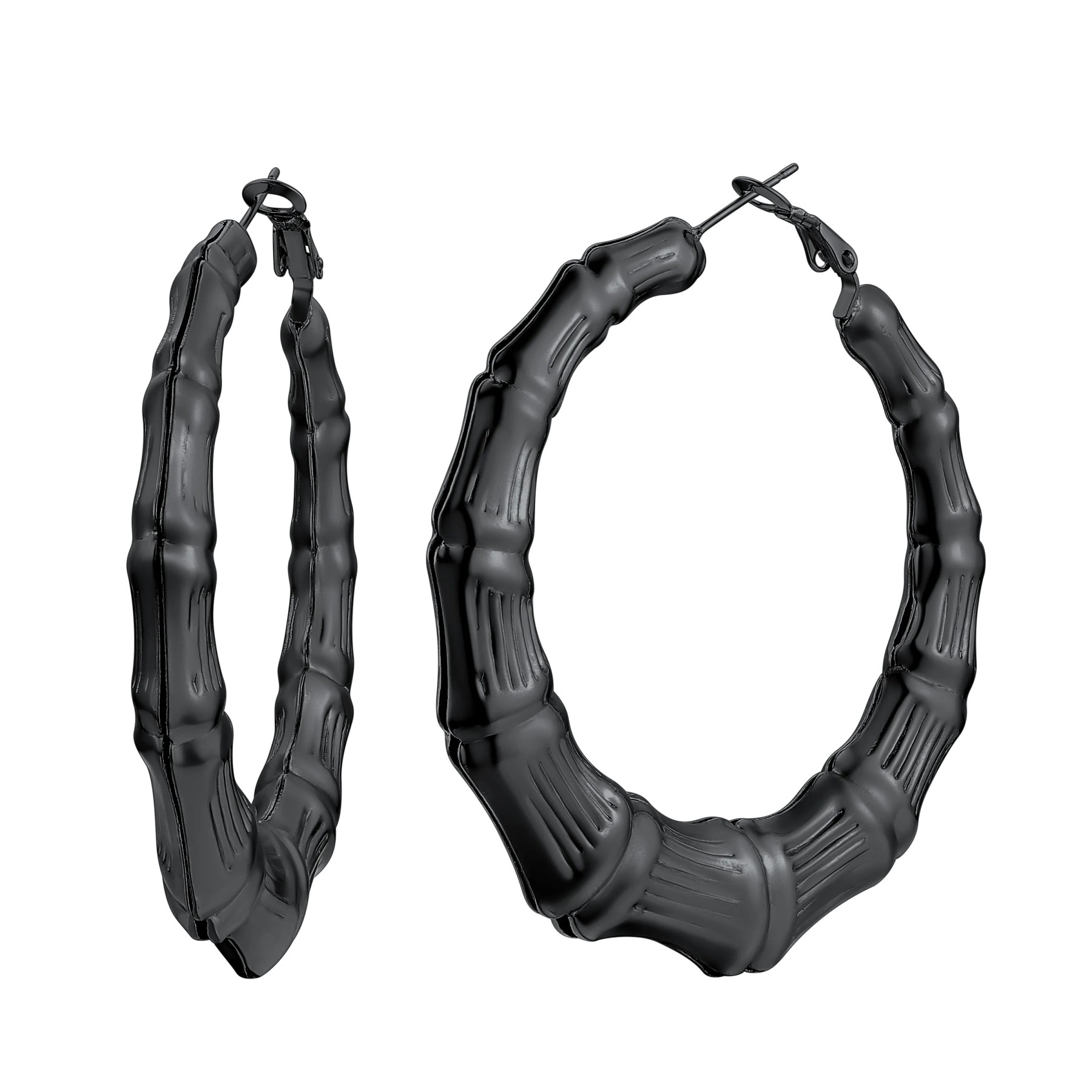 Bamboo Hoop Earrings Vintage Huggie