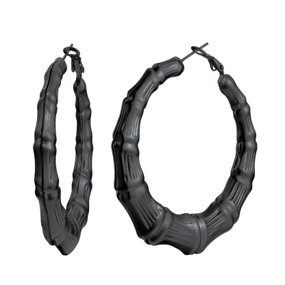 Bamboo Hoop Earrings Vintage Huggie