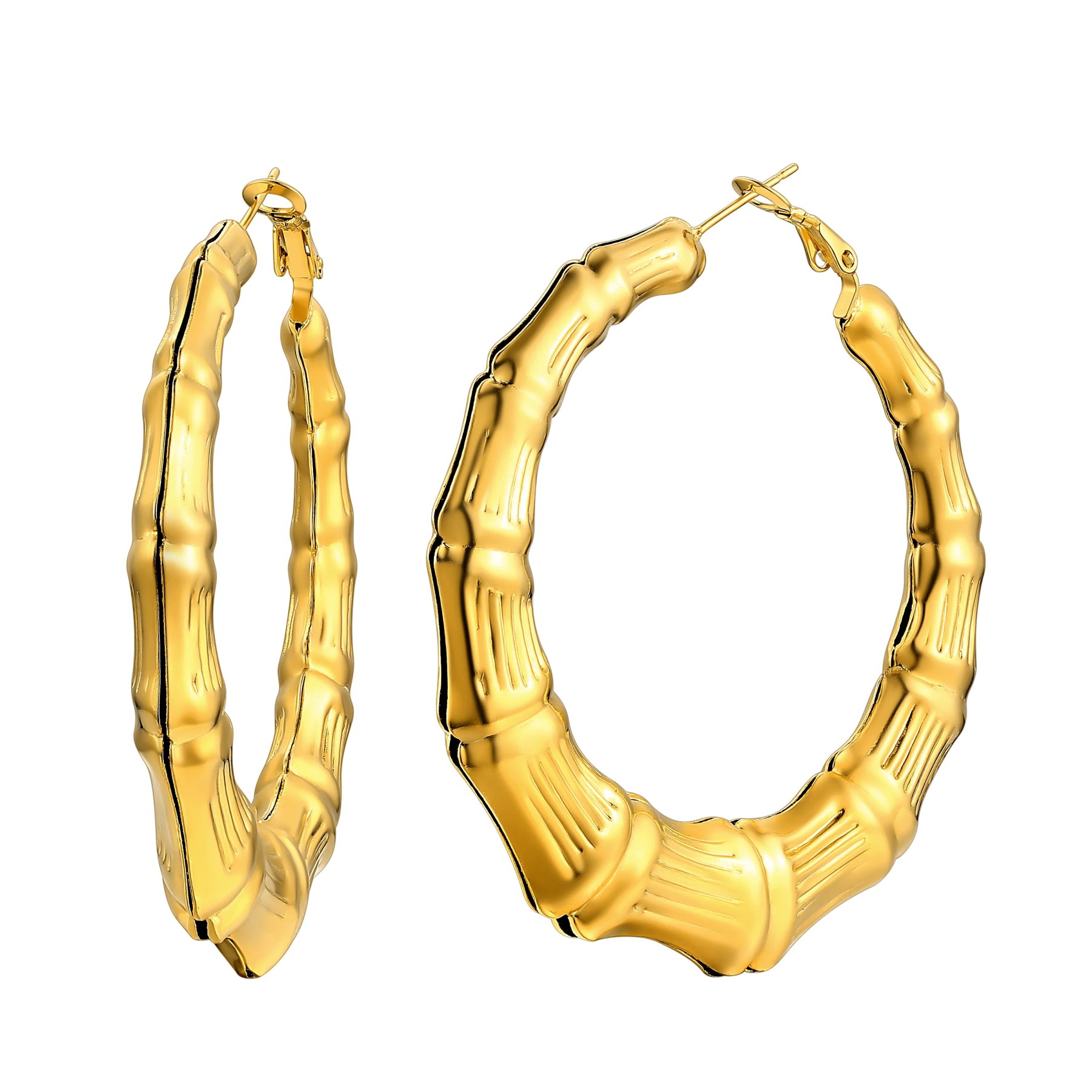Bamboo Hoop Earrings Vintage Huggie