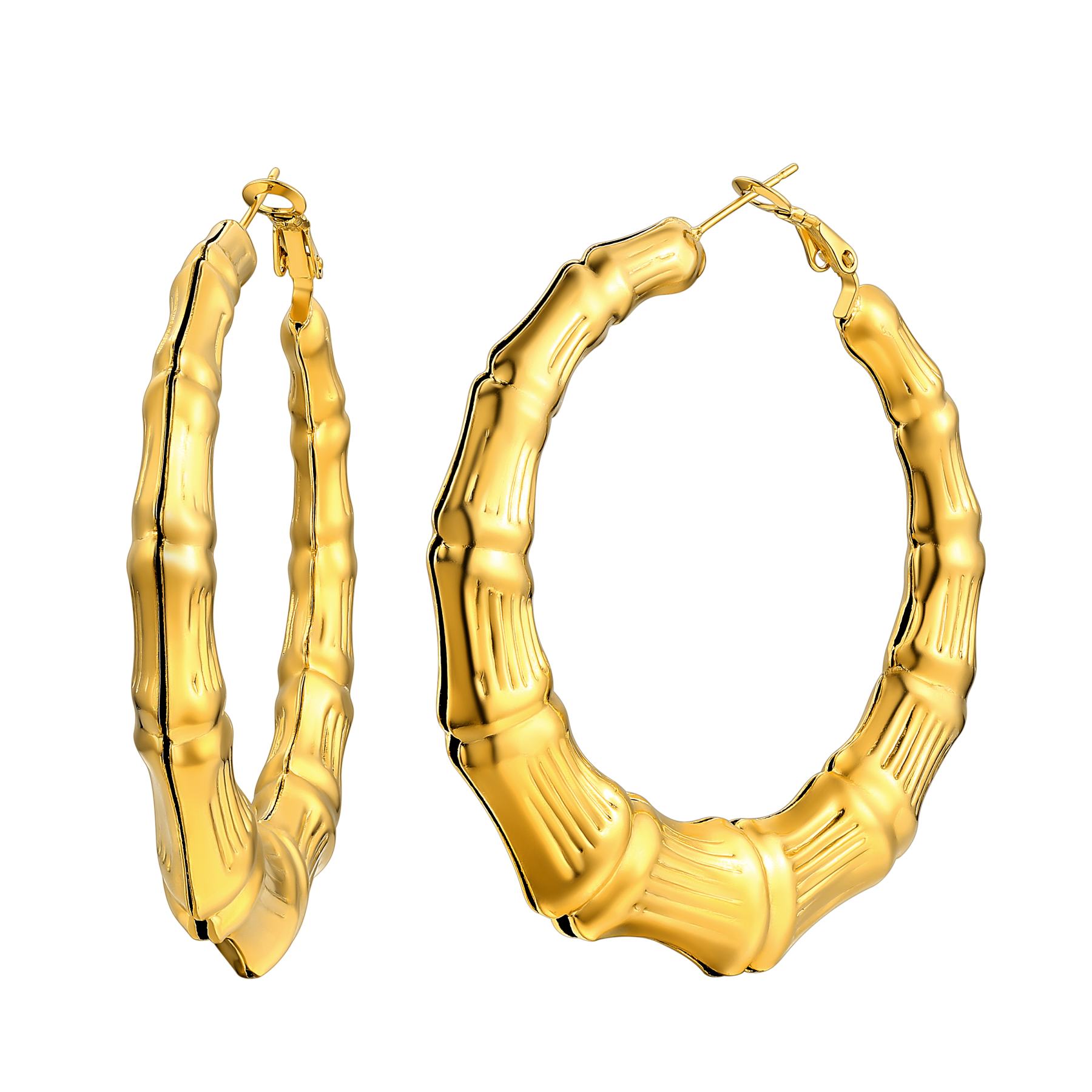 Bamboo Hoop Earrings Vintage Huggie