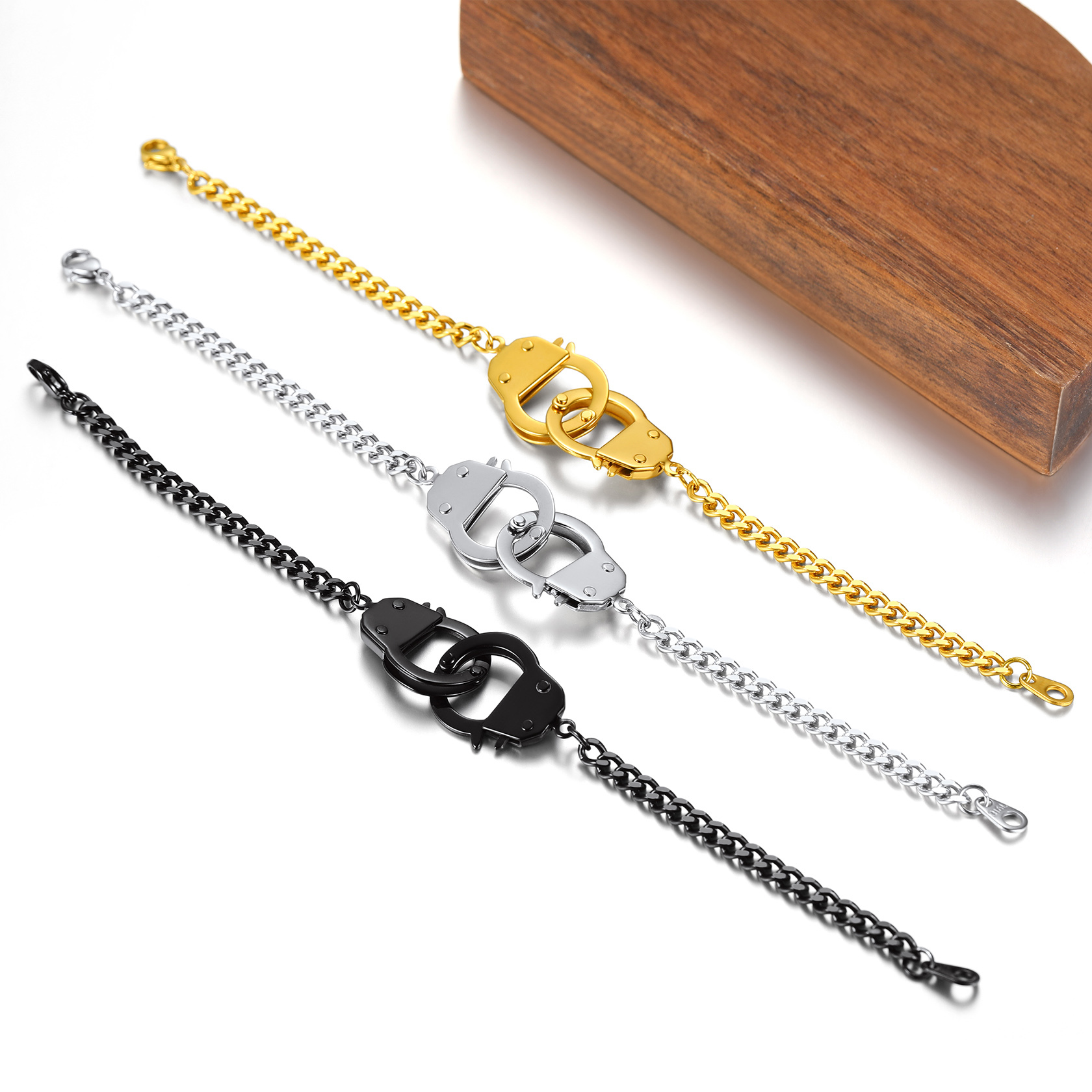Handcuff Link Bracelet Stainless Steel Curb Chain