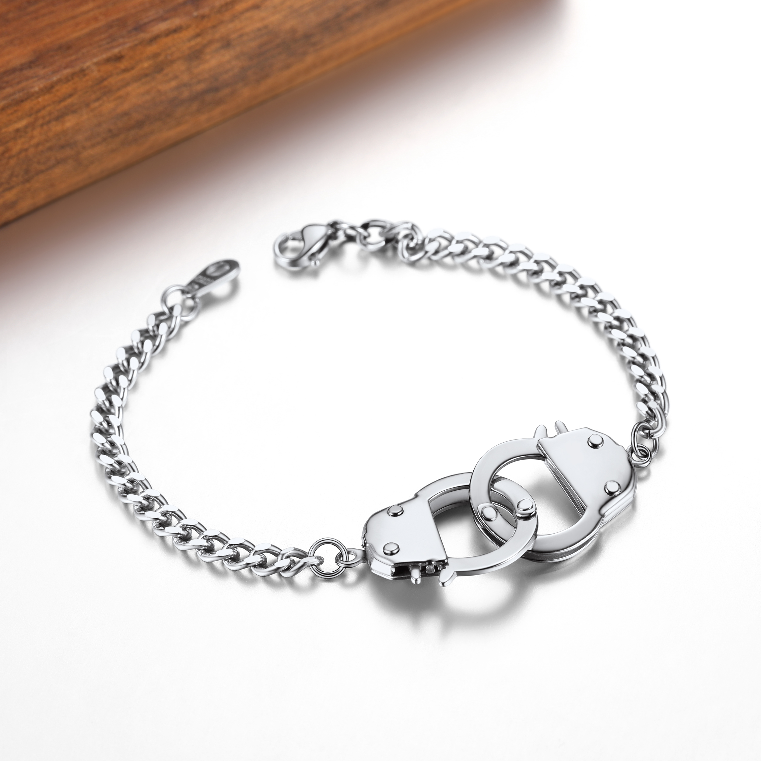 Handcuff Link Bracelet Stainless Steel Curb Chain