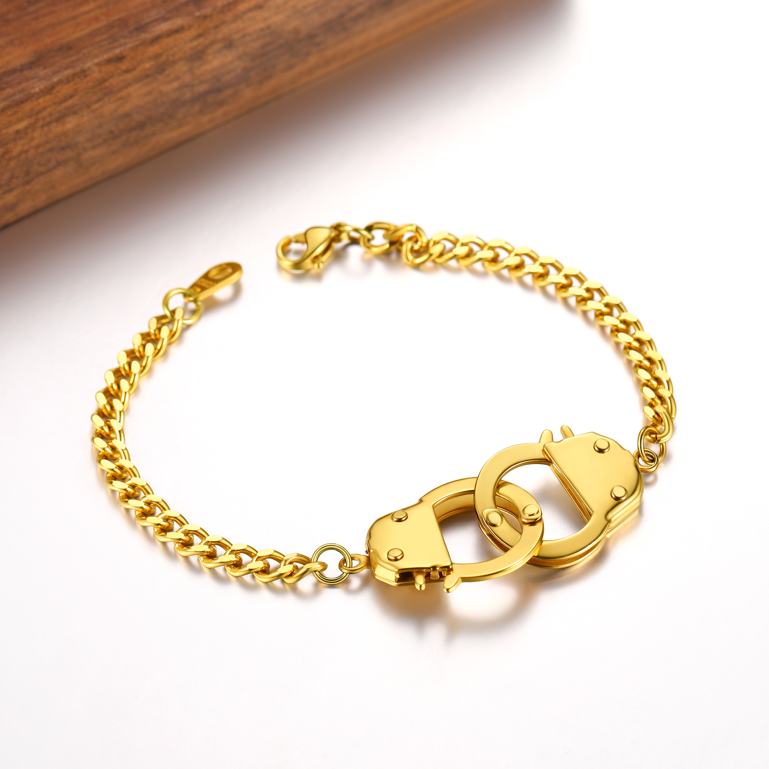 Handcuff Link Bracelet Stainless Steel Curb Chain