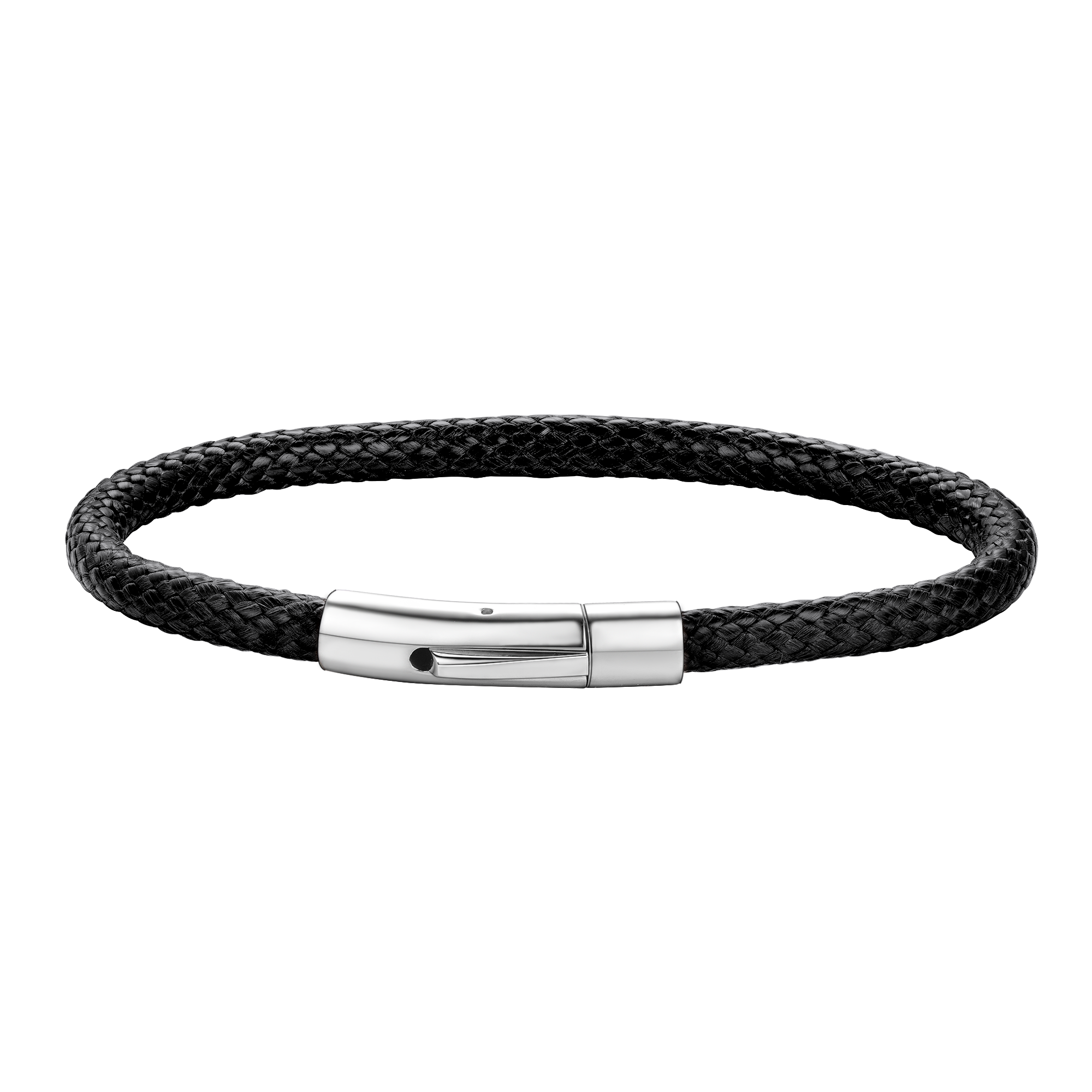 5mm Black Leather Bracelet with Stainless Steel Clasp