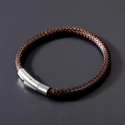 Braided Leather Bracelet with Stainless Steel Clasp