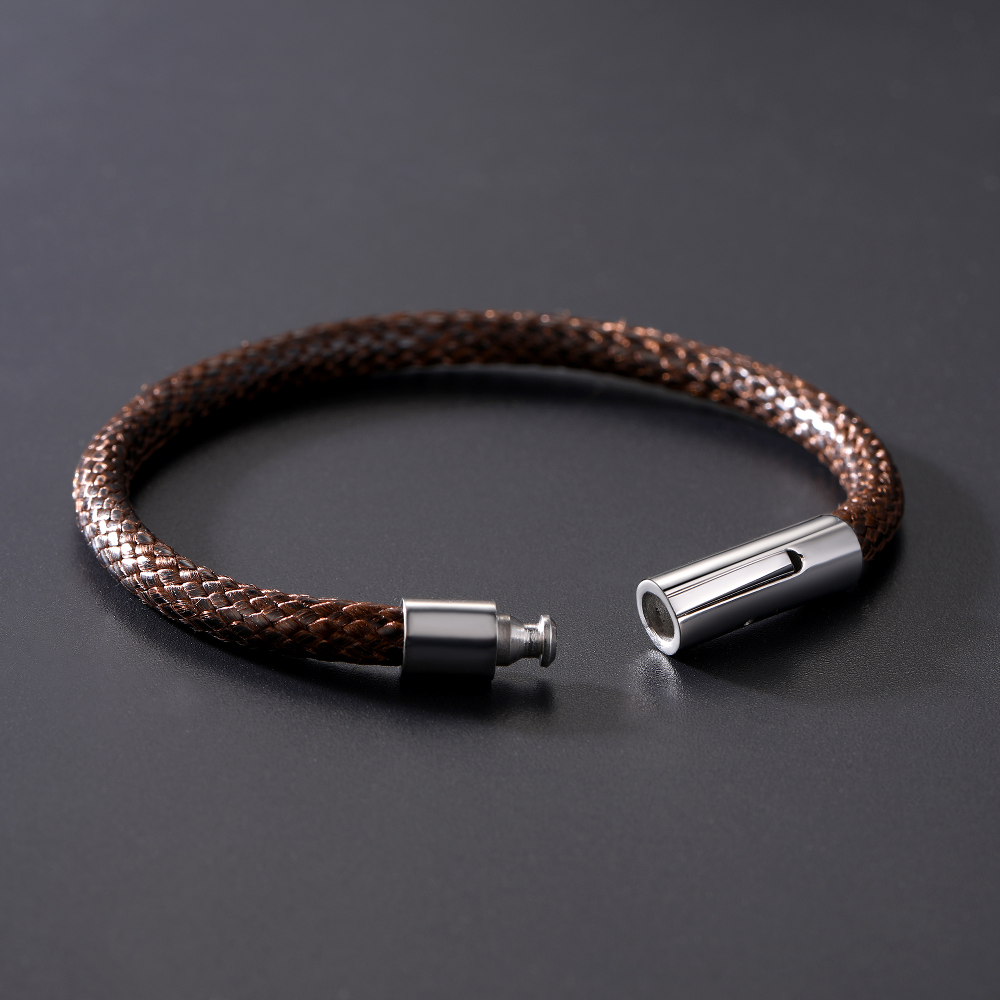 Braided Leather Bracelet with Stainless Steel Clasp