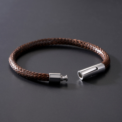 Braided Leather Bracelet with Stainless Steel Clasp