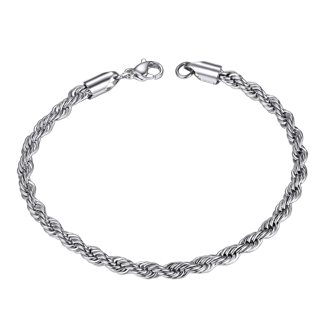 3mm Twisted Rope Chain Bracelet