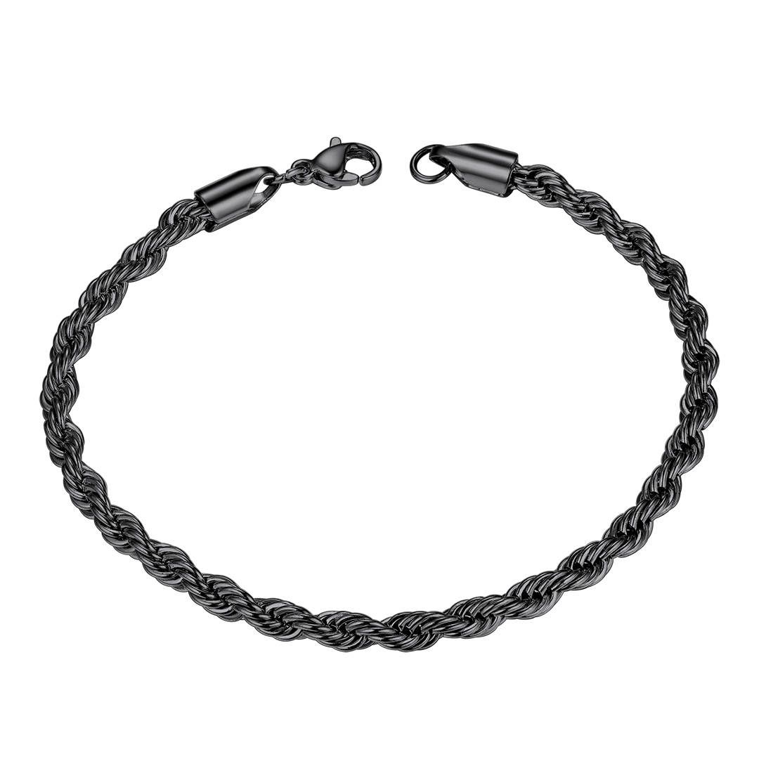 3mm Twisted Rope Chain Bracelet