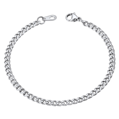 Silver Chunky Cuban Link Bracelet for Men Women - Stainless Steel Unisex Chain
