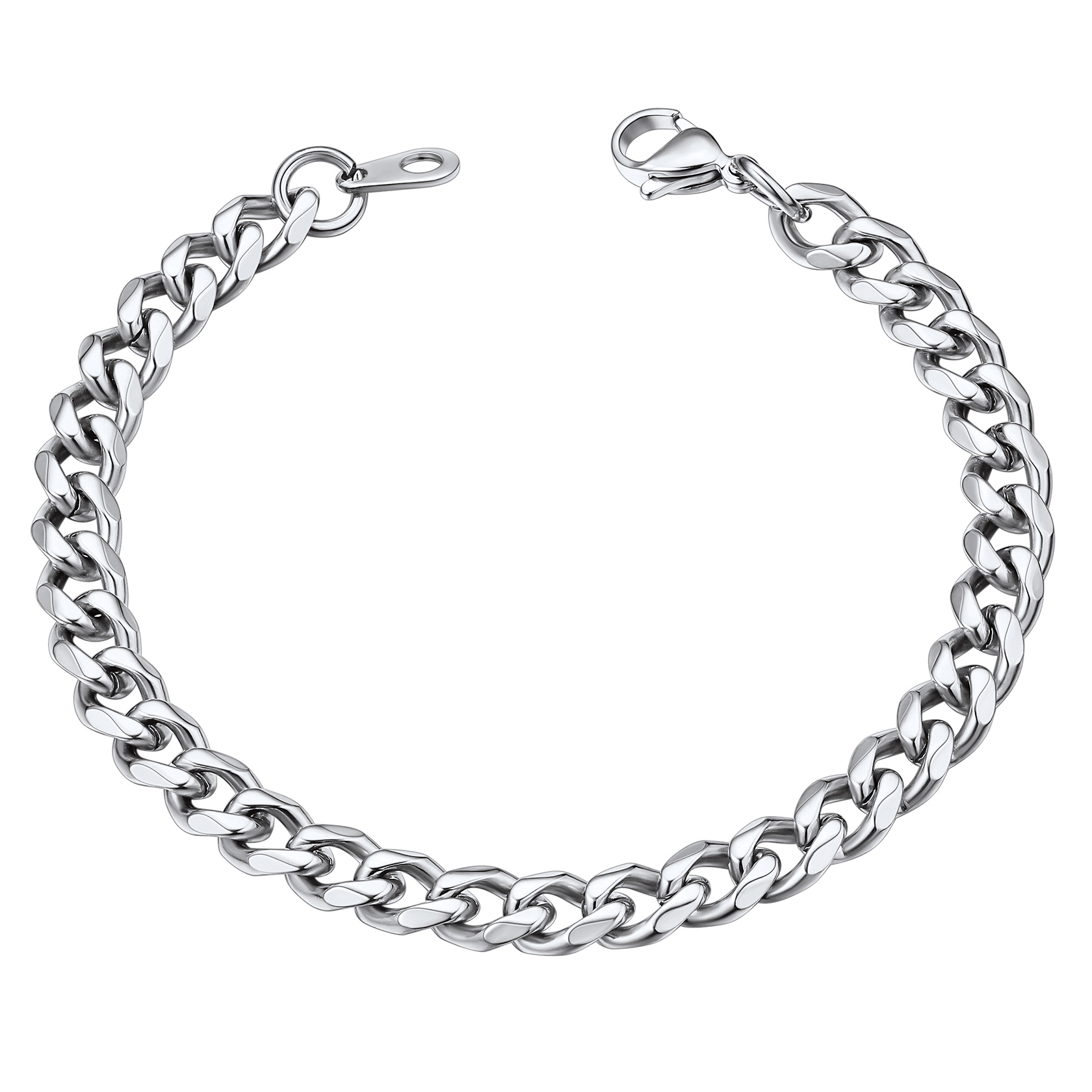 Chunky Cuban Link Bracelet for Men Women - Stainless Steel Silver Chain