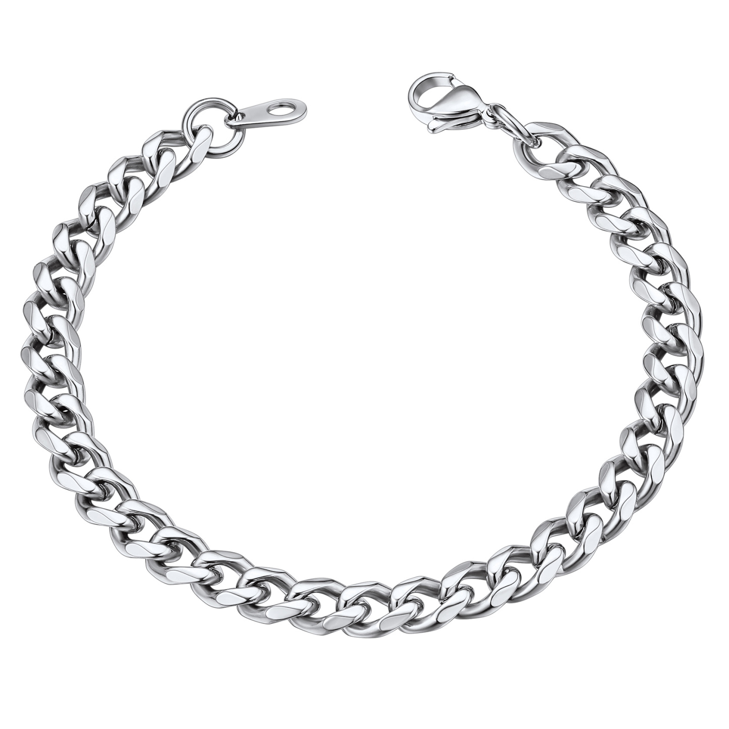 Chunky Cuban Link Bracelet for Men Women - Stainless Steel Silver Chain