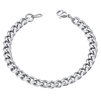 Chunky Cuban Link Bracelet for Men Women - Stainless Steel Silver Chain