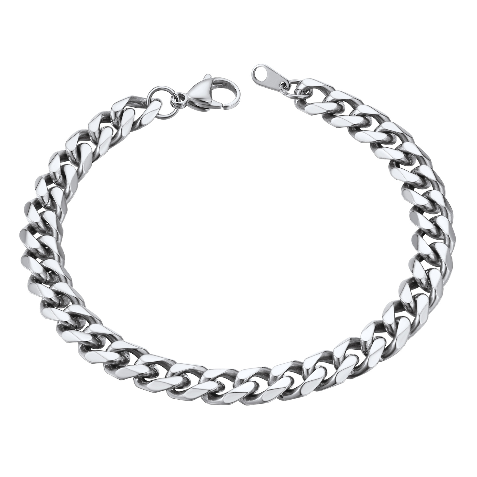 9mm Silver Chunky Cuban Link Bracelet for Men Women - Stainless Steel Unisex Chain