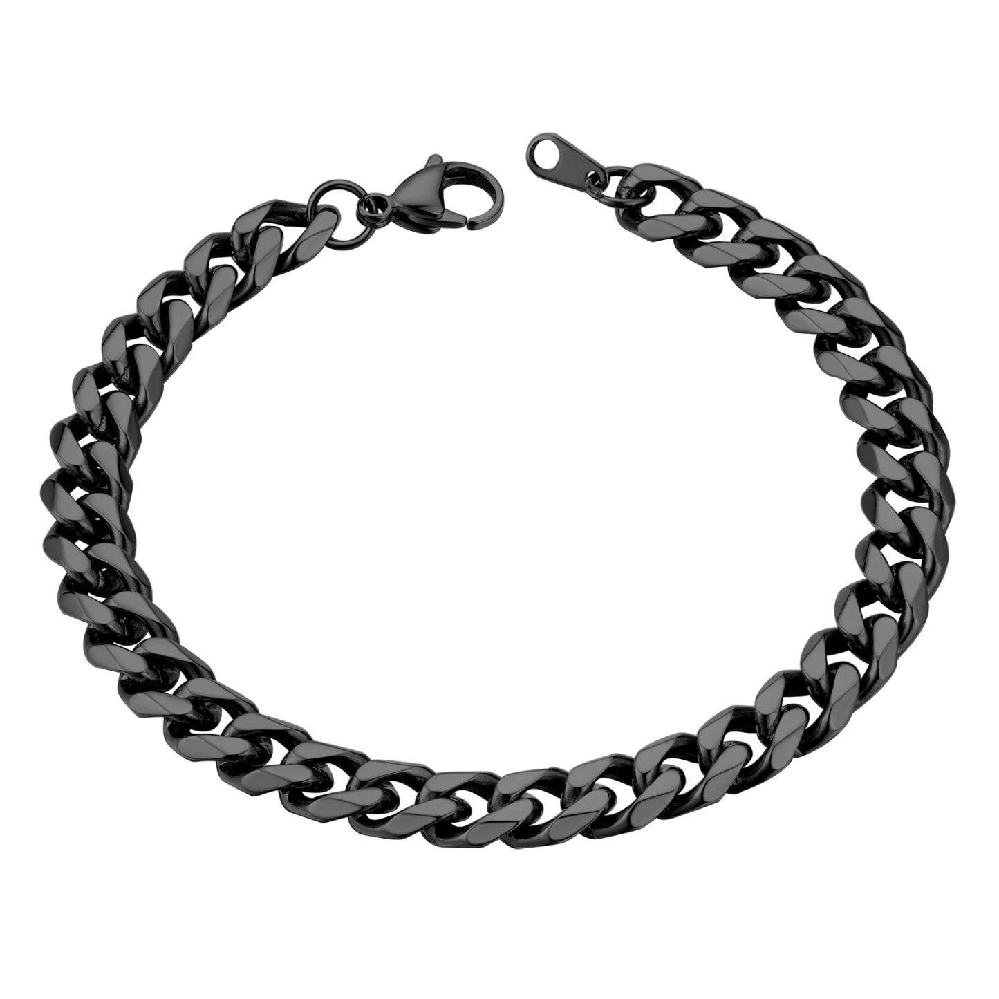 9mm Black Chunky Cuban Link Bracelet for Men Women - Stainless Steel Unisex Chain