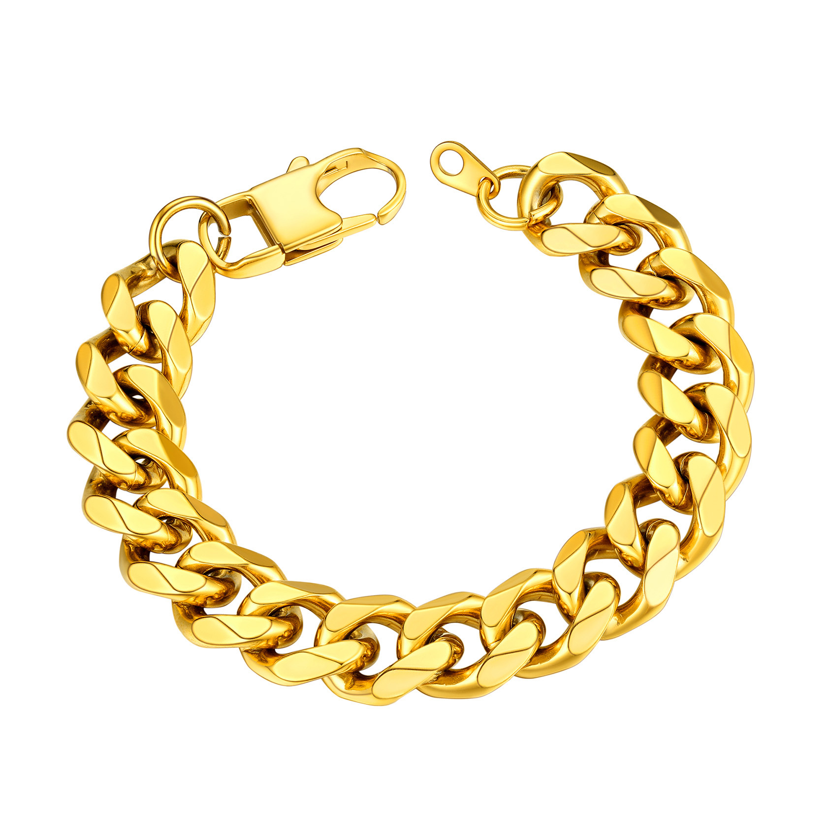 12mm Gold Chunky Cuban Link Bracelet for Men Women - Stainless Steel Unisex Chain