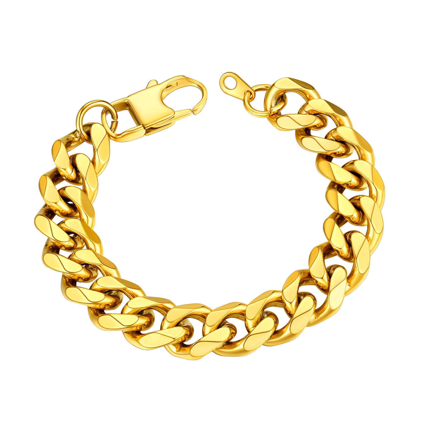 12mm Gold Chunky Cuban Link Bracelet for Men Women - Stainless Steel Unisex Chain