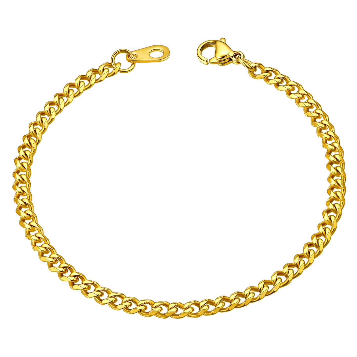 3mm Gold Chunky Cuban Link Bracelet for Men Women - Stainless Steel Unisex Chain
