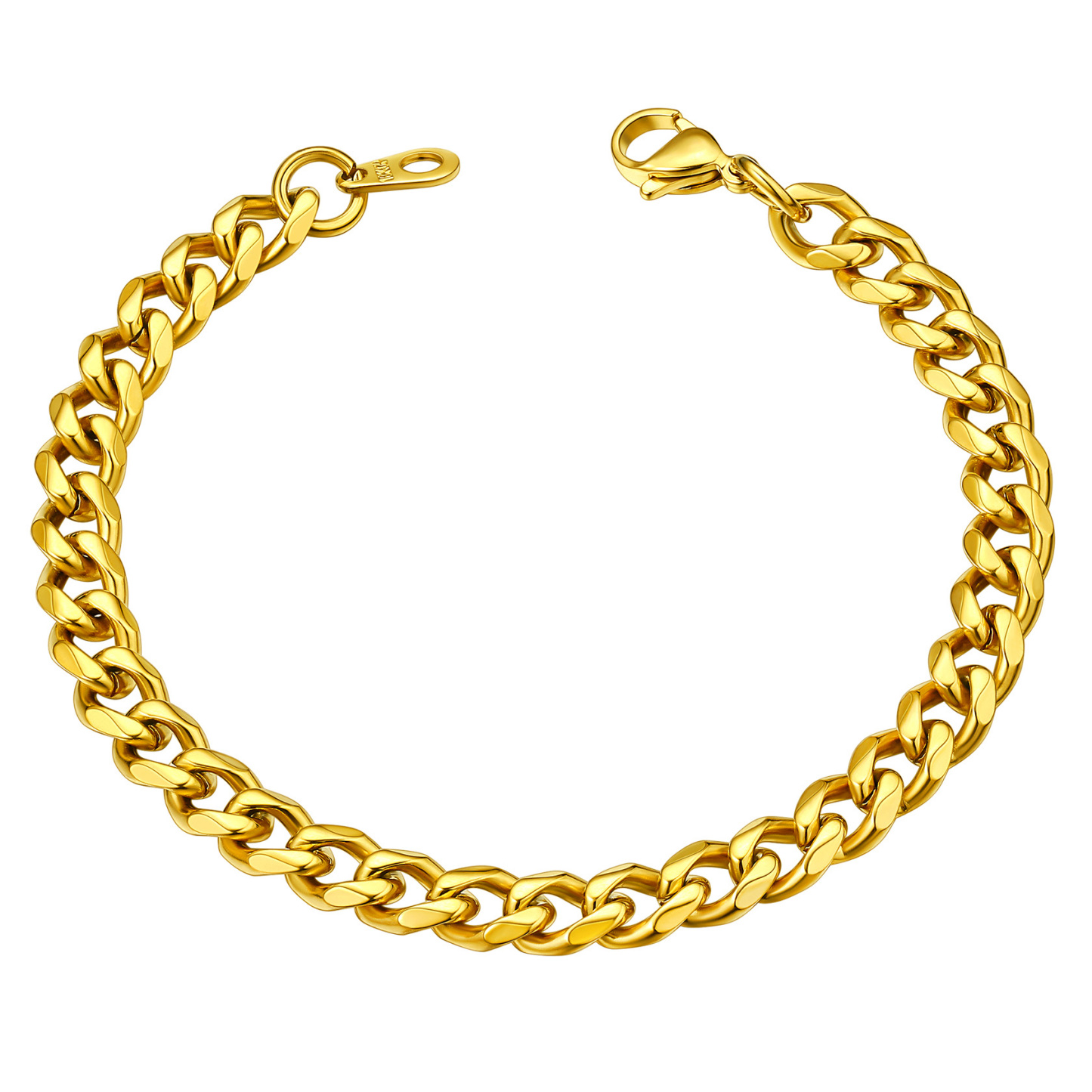 6mm Gold Chunky Cuban Link Bracelet for Men Women - Stainless Steel Unisex Chain
