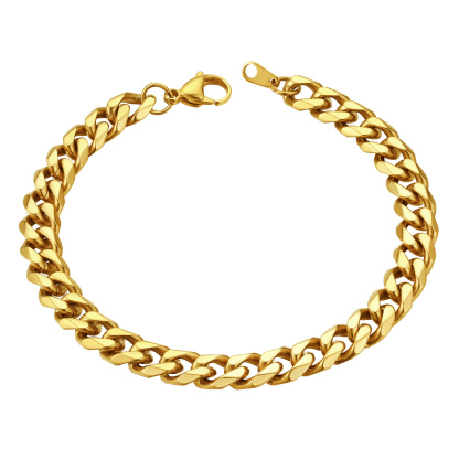 9mm Gold Chunky Cuban Link Bracelet for Men Women - Stainless Steel Unisex Chain