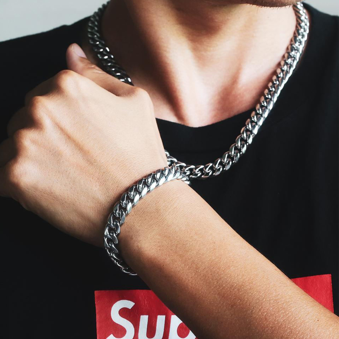 9mm Curb Chain Bracelet Stainless Steel Link