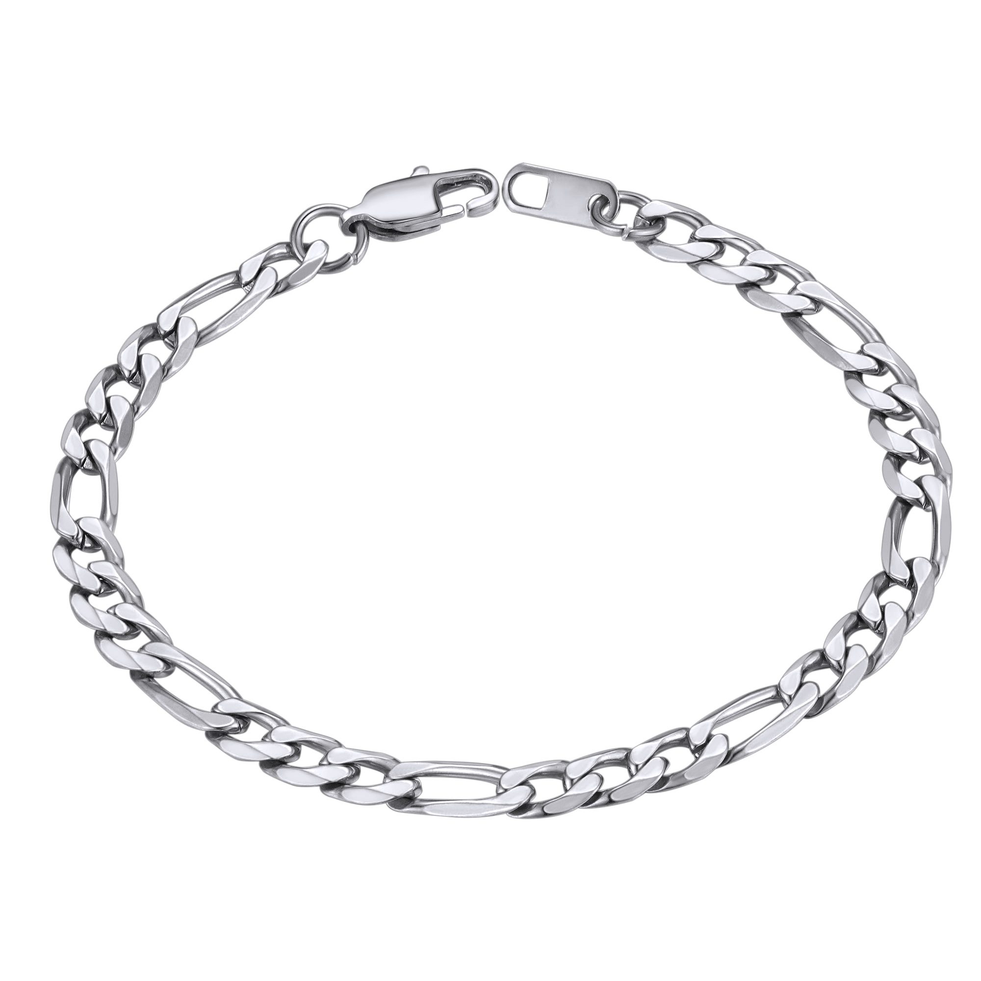 6mm Figaro Chain Bracelet 316L Steel Gold Plated
