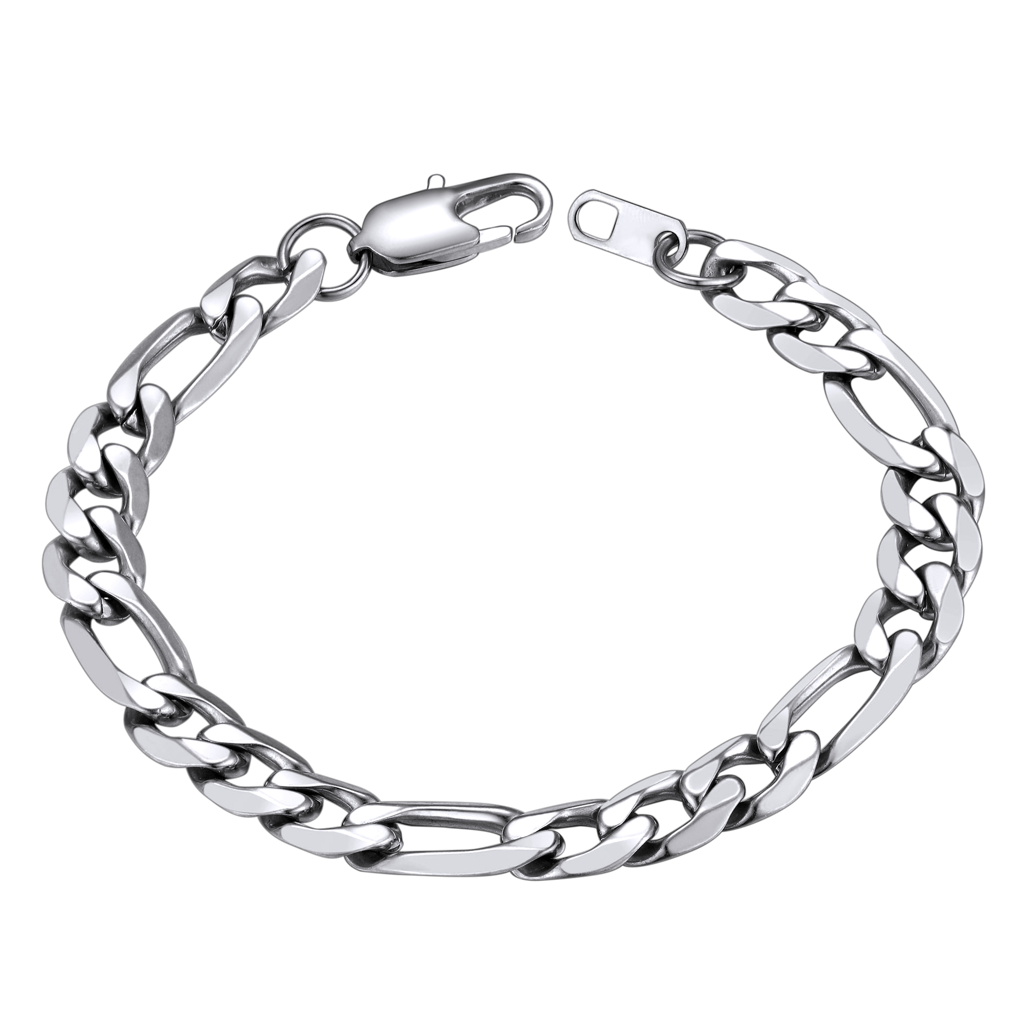 6mm Figaro Chain Bracelet 316L Steel Gold Plated