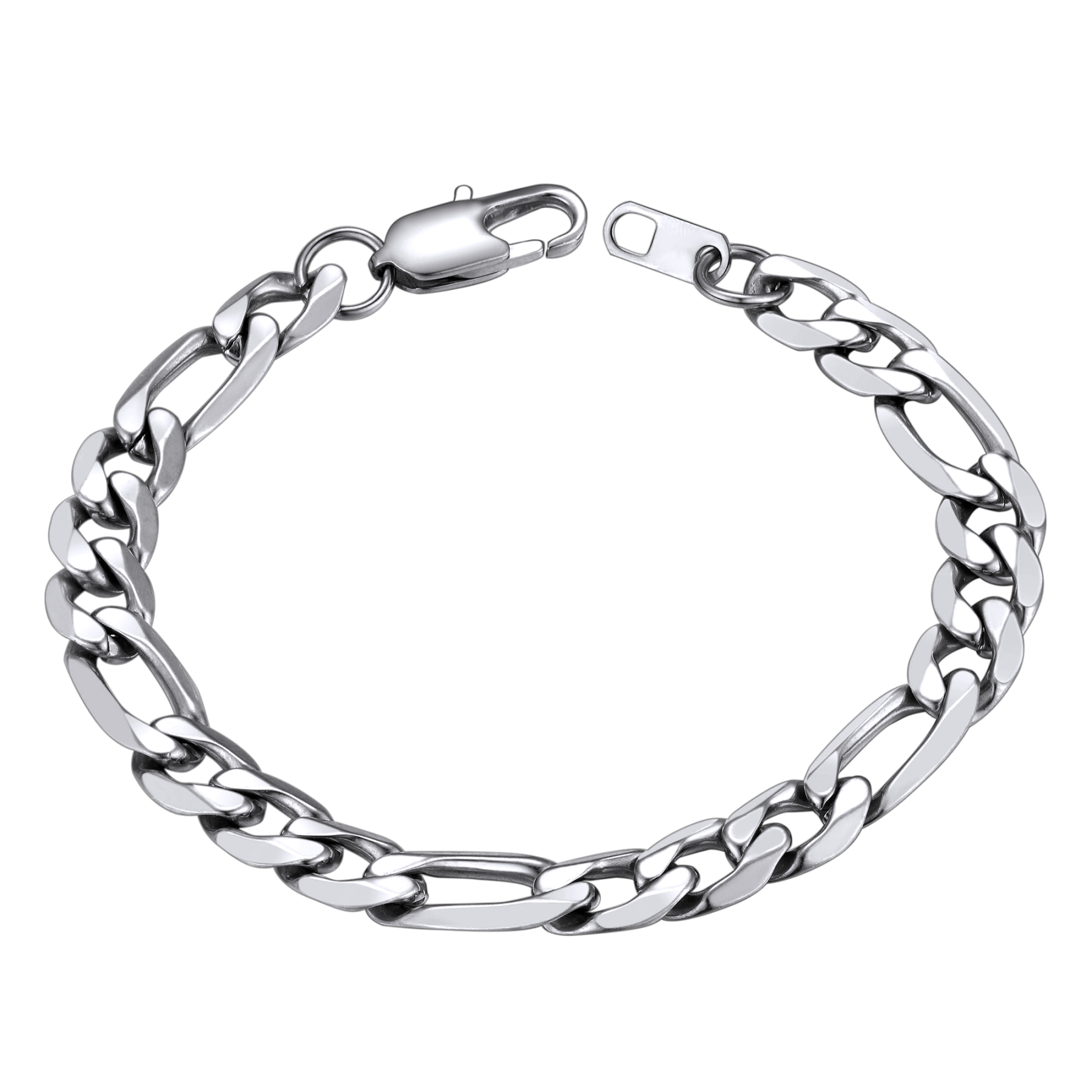 6mm Figaro Chain Bracelet 316L Steel Gold Plated