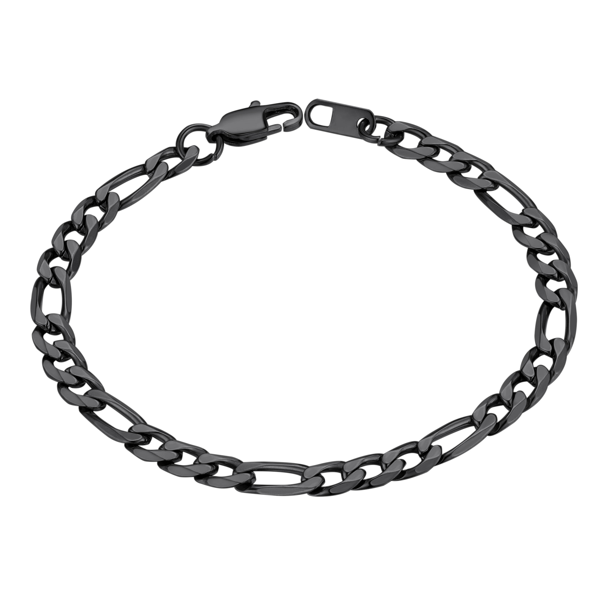 6mm Figaro Chain Bracelet 316L Steel Gold Plated